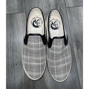 DIESEL Men's White & black striped leather Sneakers Only The Brave 10.5 S000058